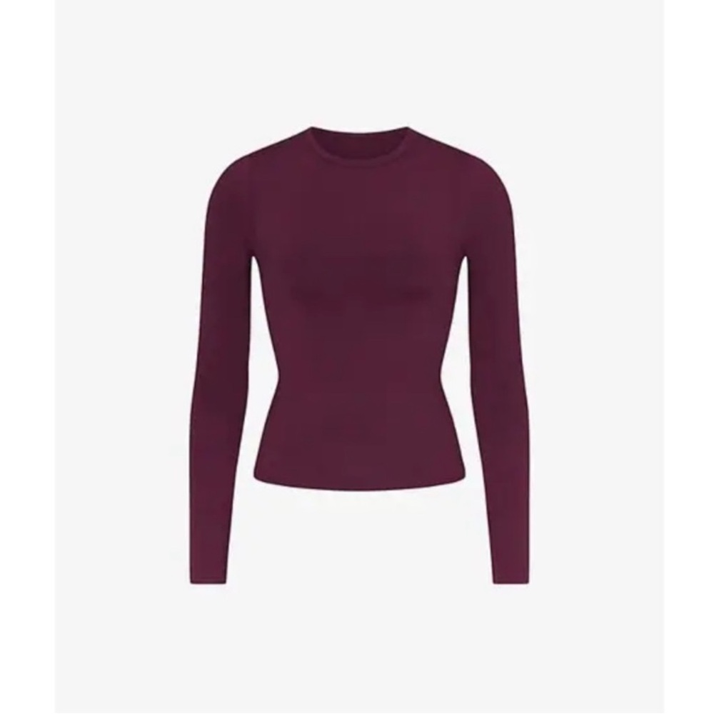 SKIMS Cotton Jersey Burgundy Long Sleeve Top